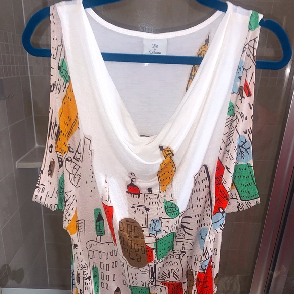 Hot & Delicious Oversized Graphic Blouse with Cowl Neck - Picture 1 of 3